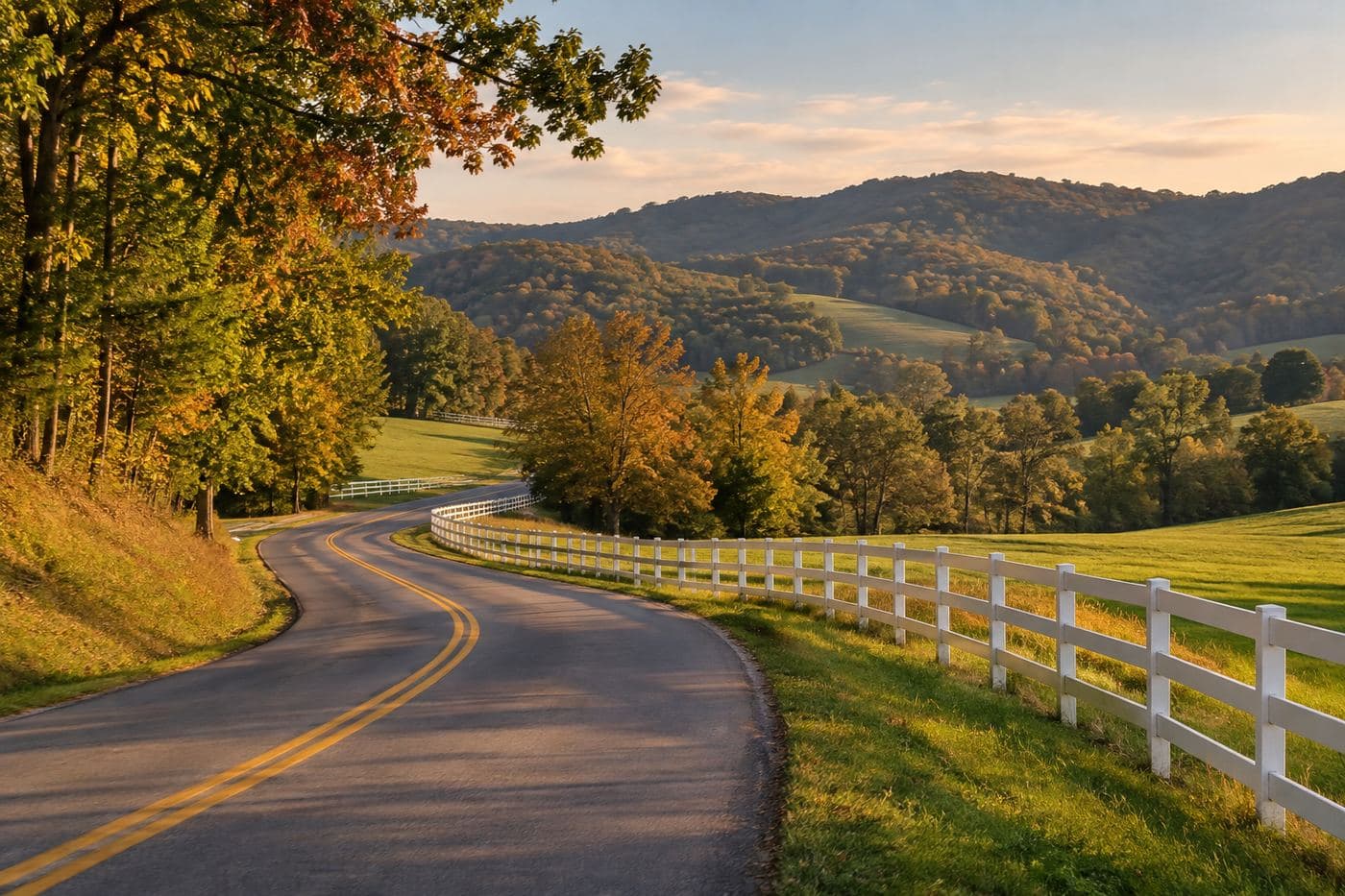 A quiet country road in rural southern Ohio